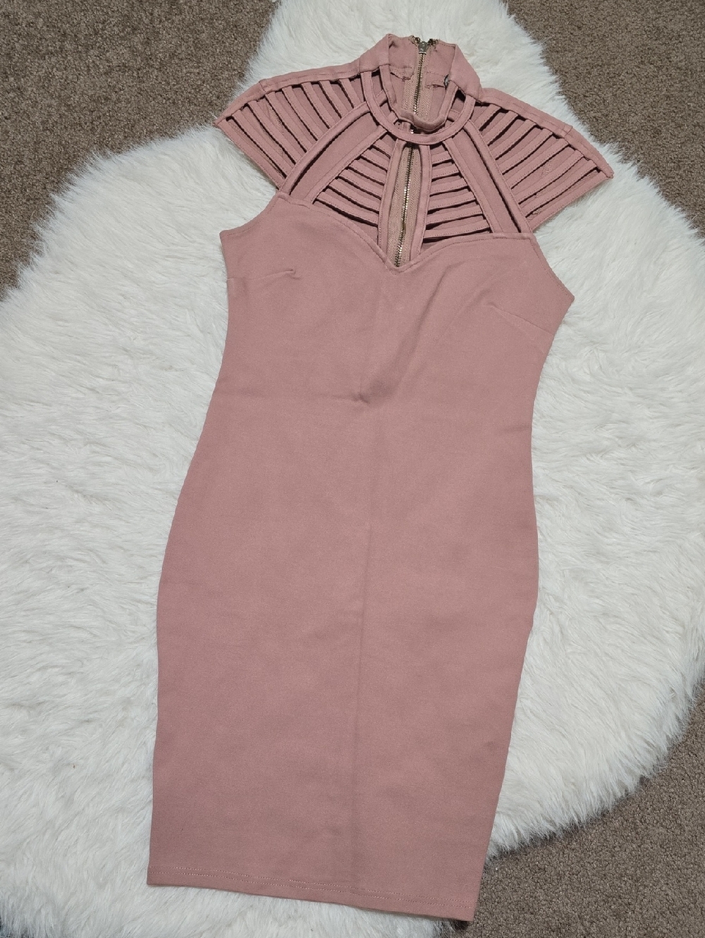 Fashion Nova Mauve Pink Cutout Midi Dress
